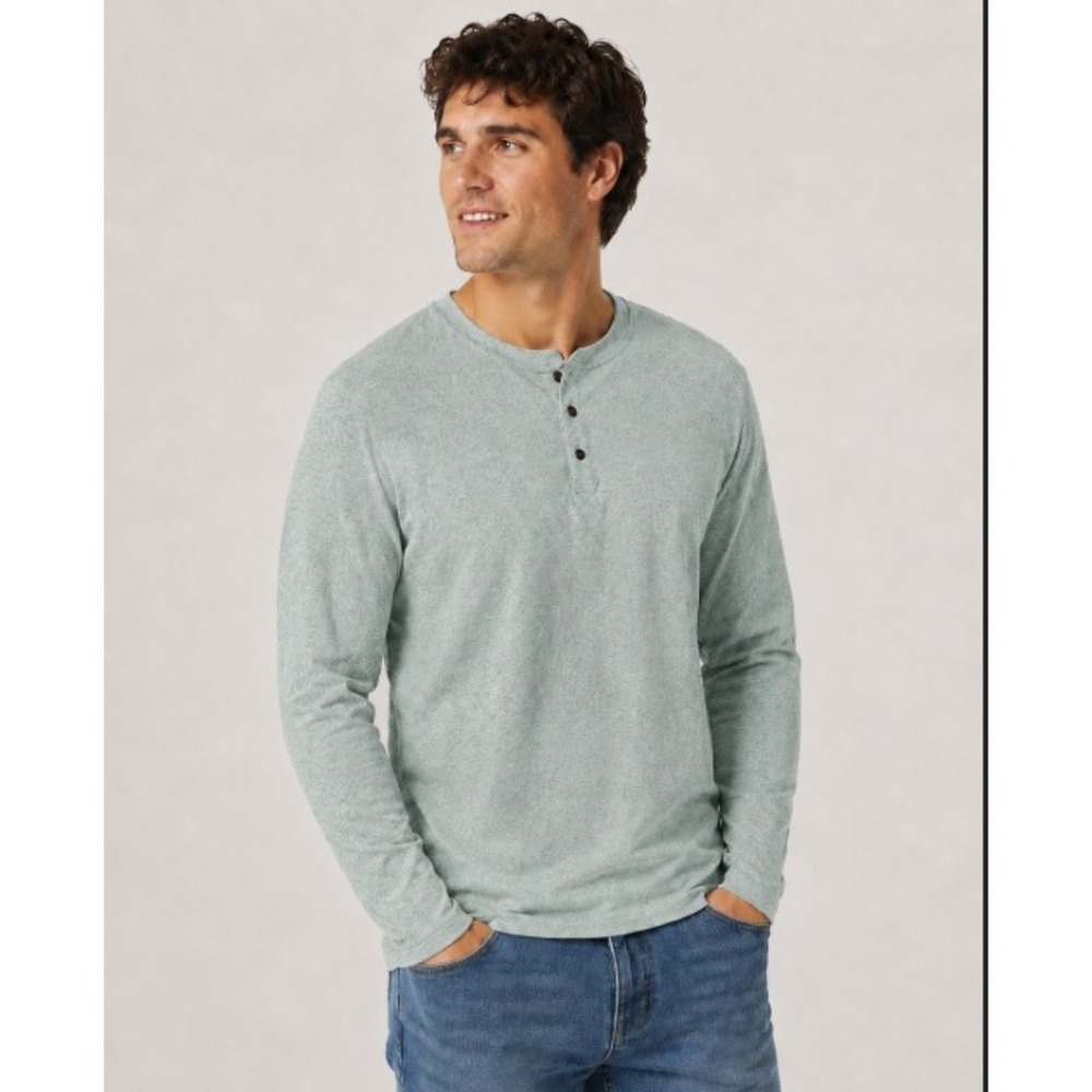 Adidas Adicross Mens XL Long Sleeve Henley Shirt Heathered Teal Golf Casual